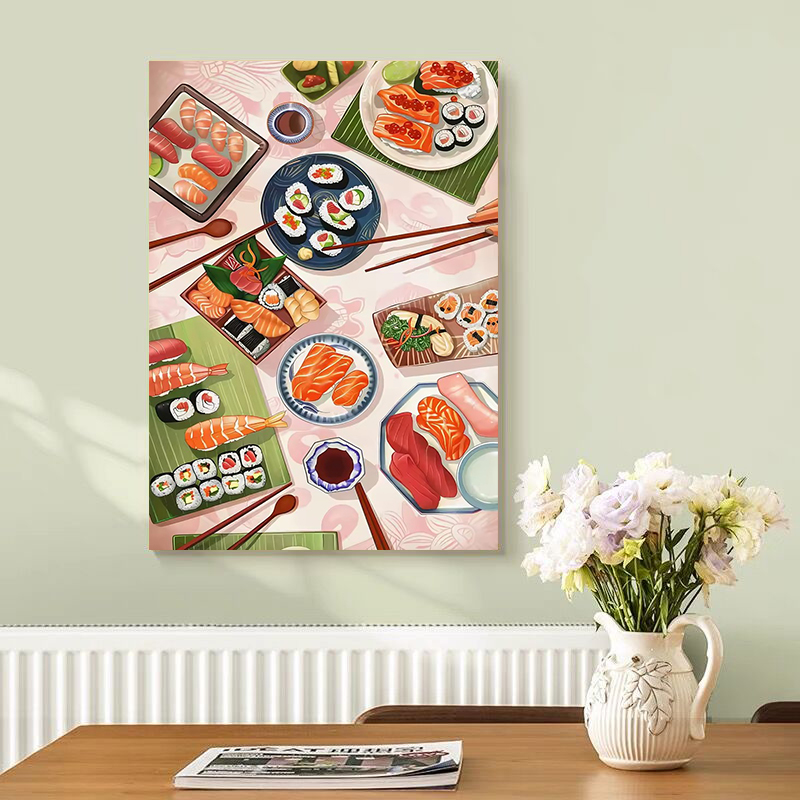 Japanese Restaurant Lifestyle - Sushi Salmon Poster Prints Kitchen Japanese