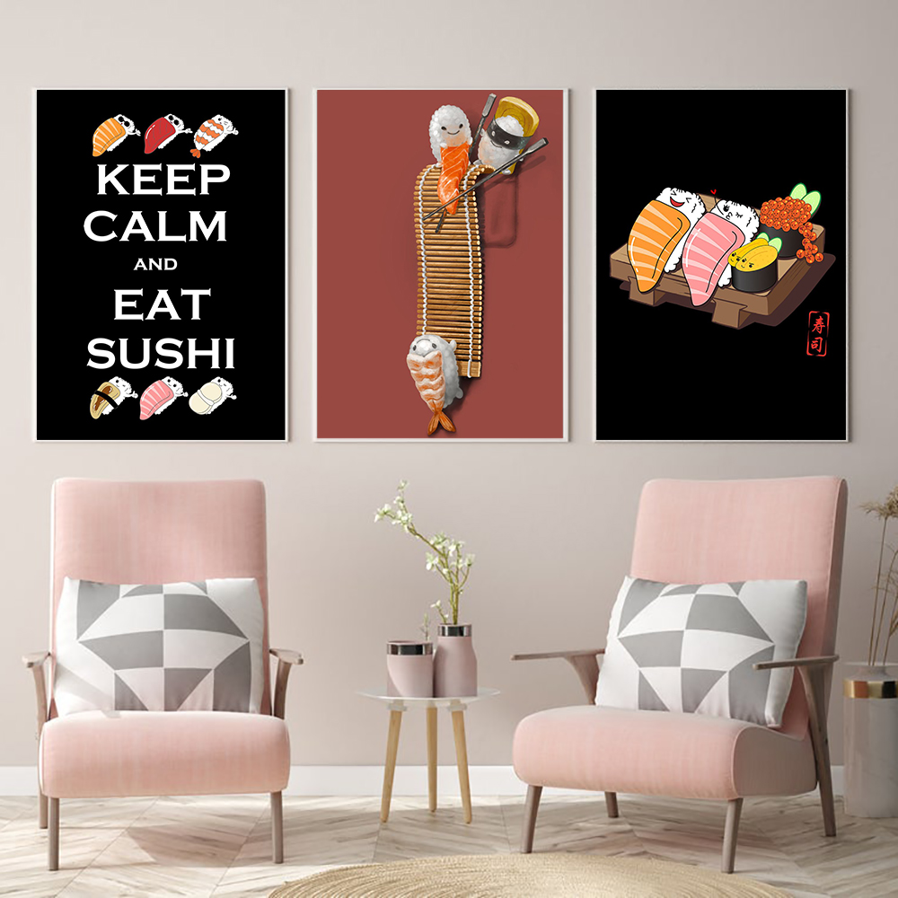 Japanese Restaurant Lifestyle - Japanese Style Ramen Sushi Abstract Cartoons
