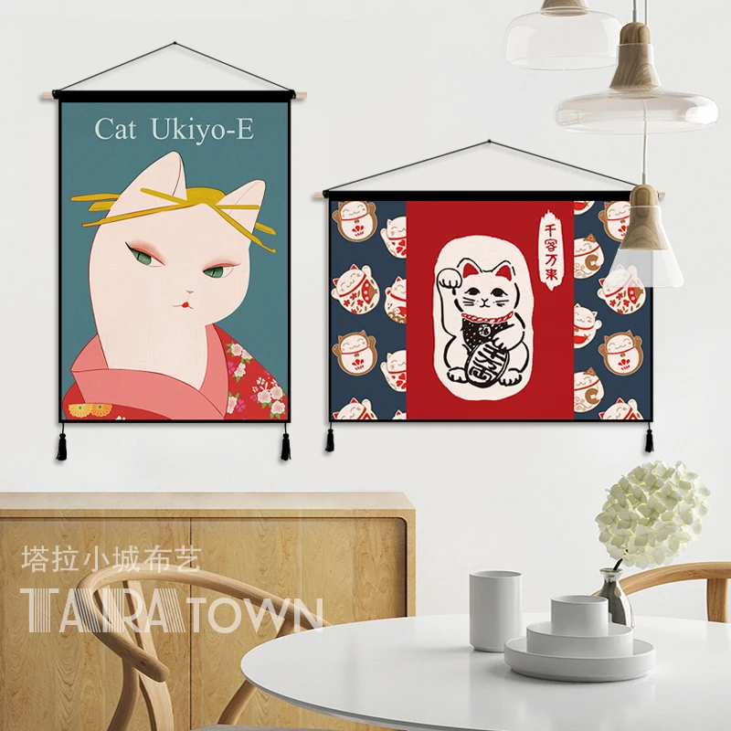 Japanese Lucky Cat Cloth Art A - Japanese Restaurant Lifestyle ulasan dan harga
